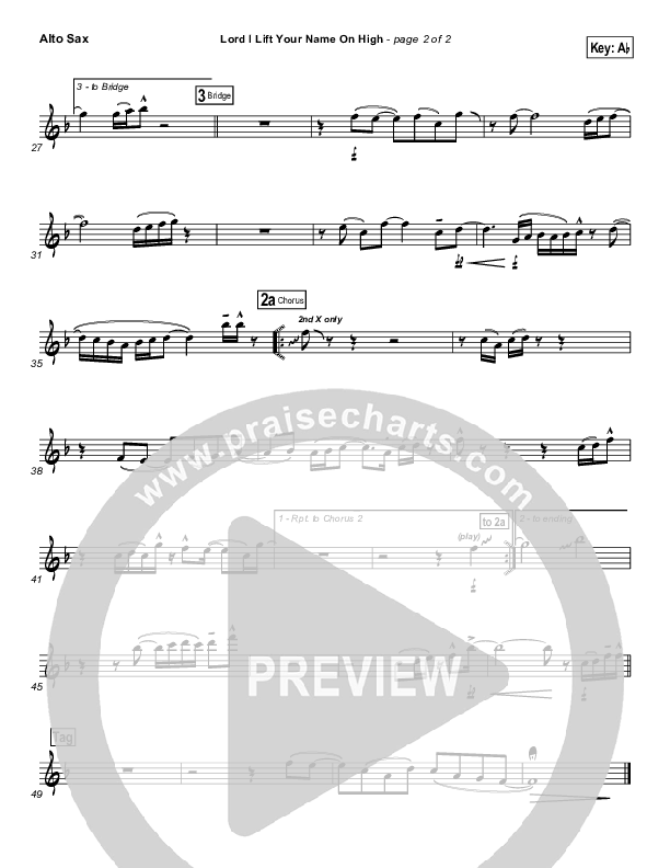 Lord I Lift Your Name On High Alto Sax (Lincoln Brewster)