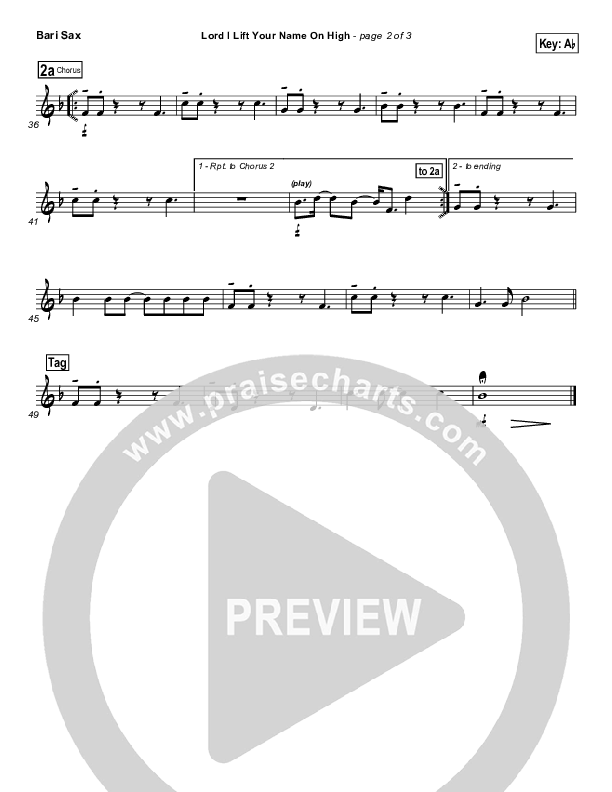Lord I Lift Your Name On High Bari Sax (Lincoln Brewster)