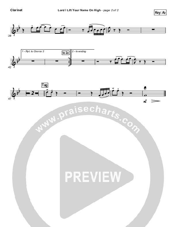 Lord I Lift Your Name On High Clarinet (Lincoln Brewster)