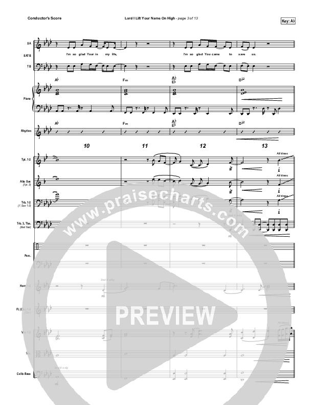 Lord I Lift Your Name On High Conductor's Score (Lincoln Brewster)