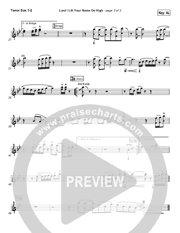 Lord I Lift Your Name On High Tenor Sax 1/2 (Lincoln Brewster)