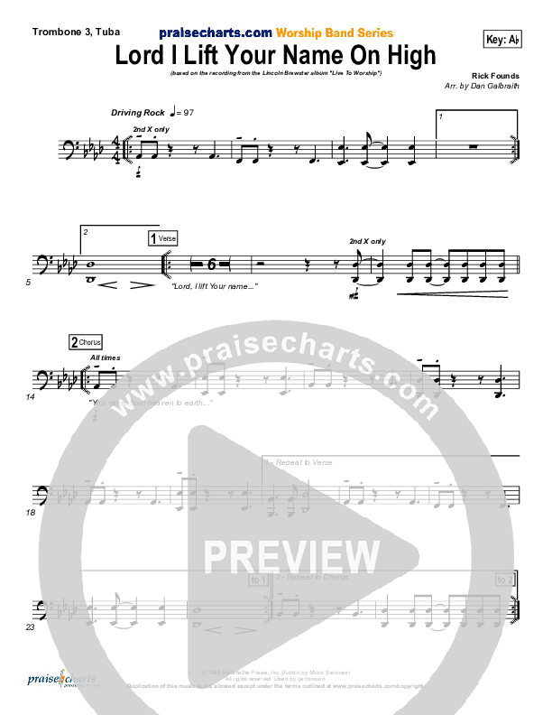Lord I Lift Your Name On High Trombone 3/Tuba (Lincoln Brewster)