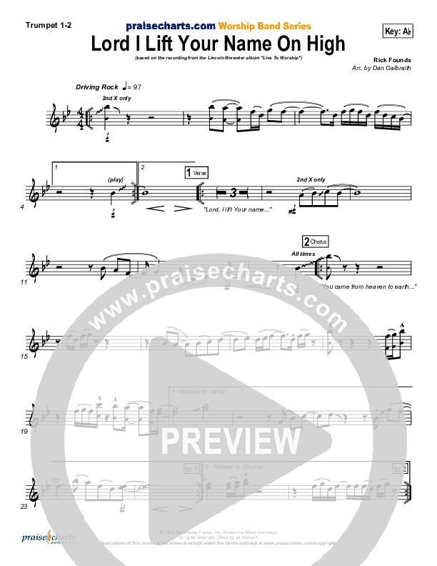 Lord I Lift Your Name On High Trumpet 1,2 (Lincoln Brewster)