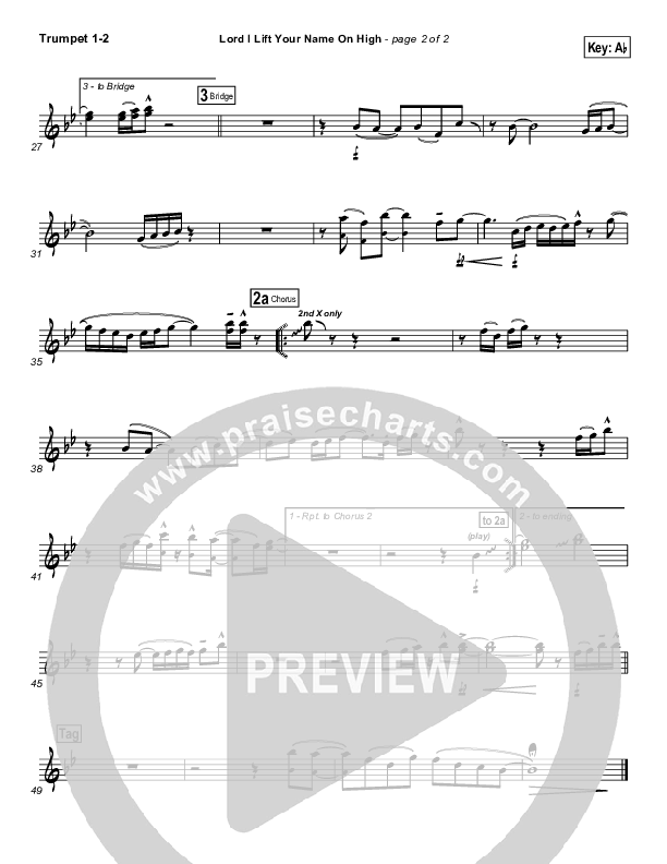 Lord I Lift Your Name On High Trumpet 1,2 (Lincoln Brewster)