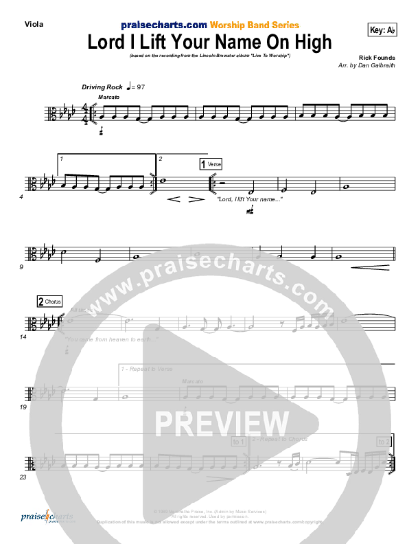 Lord I Lift Your Name On High Viola (Lincoln Brewster)