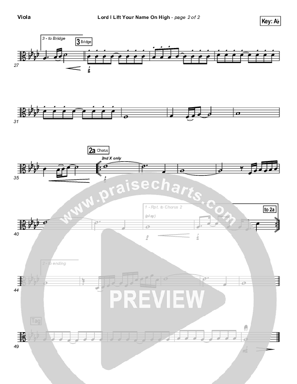 Lord I Lift Your Name On High Viola (Lincoln Brewster)