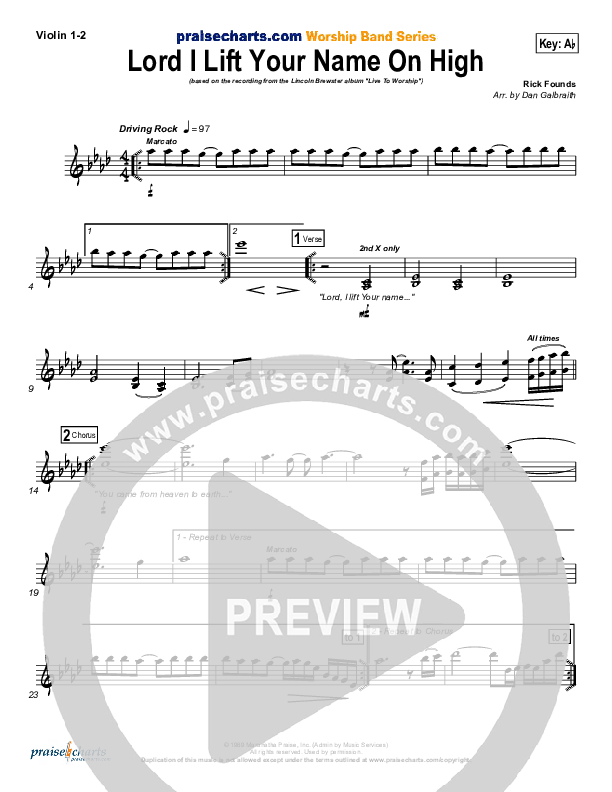Lord I Lift Your Name On High Violin 1/2 (Lincoln Brewster)