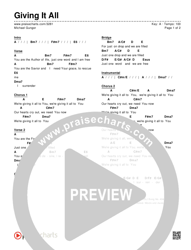 Giving It All To You Chords & Lyrics (Michael Gungor)