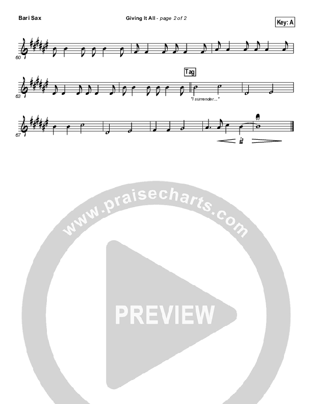 Giving It All To You Bari Sax (Michael Gungor)