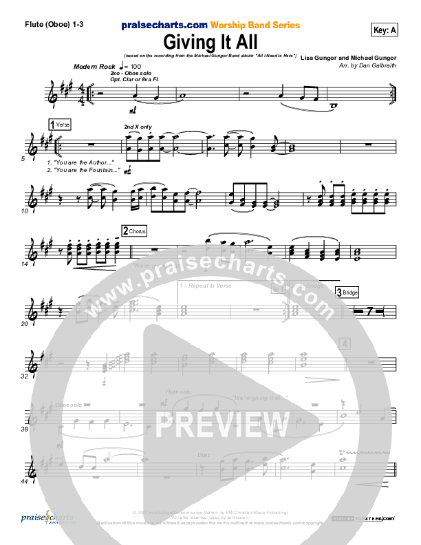 Giving It All To You Flute/Oboe 1/2/3 (Michael Gungor)