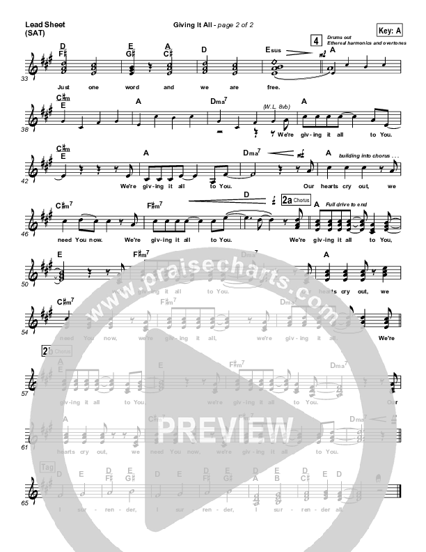 Giving It All To You Lead Sheet (Michael Gungor)