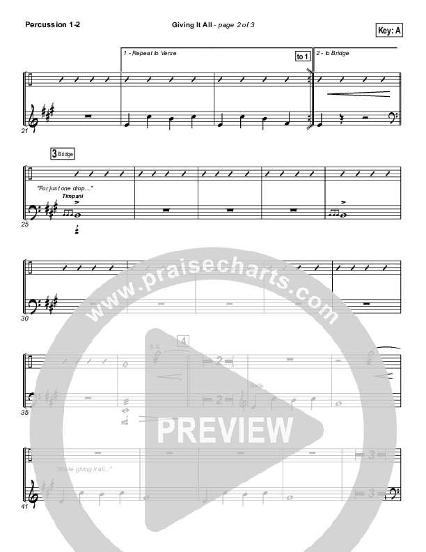 Giving It All To You Percussion 1/2 (Michael Gungor)