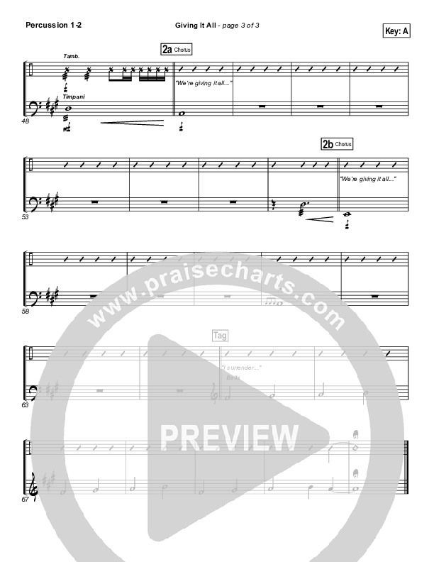 Giving It All To You Percussion 1/2 (Michael Gungor)