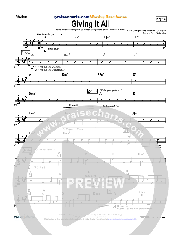 Giving It All To You Rhythm Chart (Michael Gungor)