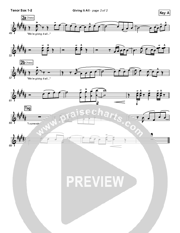 Giving It All To You Tenor Sax 1/2 (Michael Gungor)
