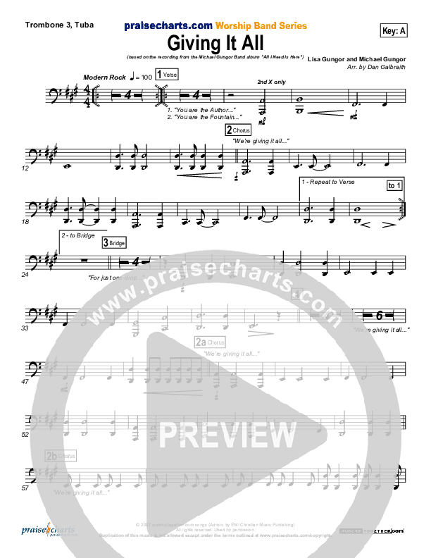 Giving It All To You Trombone 3/Tuba (Michael Gungor)
