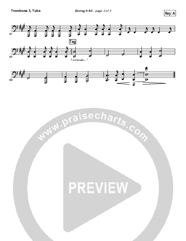 Giving It All To You Trombone 3/Tuba (Michael Gungor)