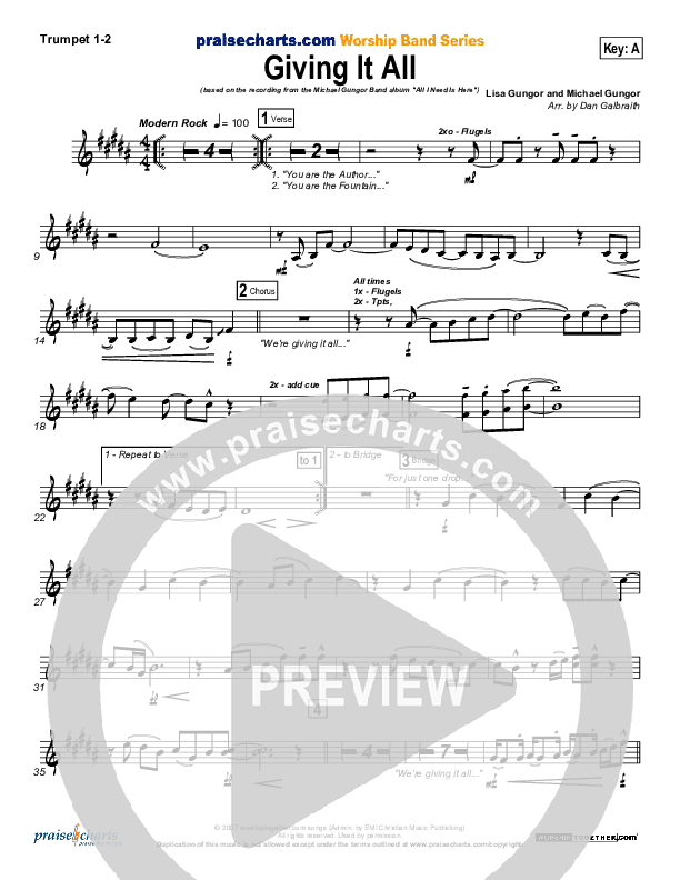 Giving It All To You Trumpet 1,2 (Michael Gungor)