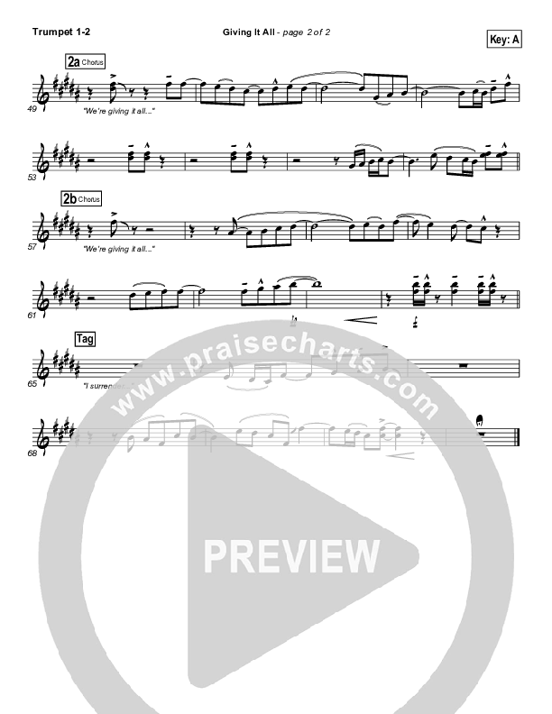 Giving It All To You Trumpet 1,2 (Michael Gungor)