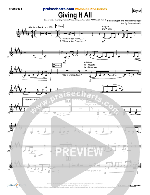 Giving It All To You Trumpet 3 (Michael Gungor)