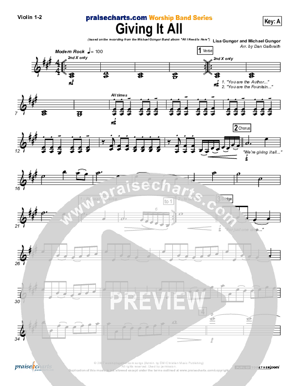 Giving It All To You Violin 1/2 (Michael Gungor)