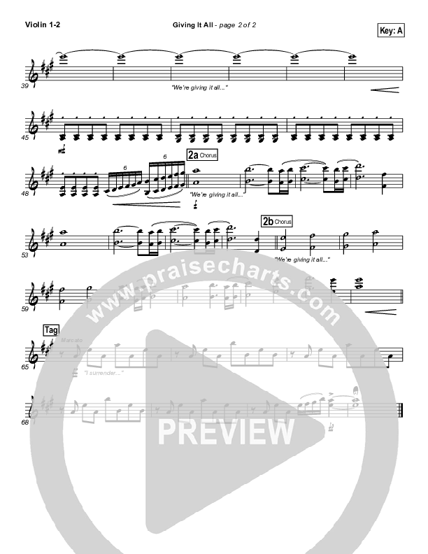 Giving It All To You Violin 1/2 (Michael Gungor)