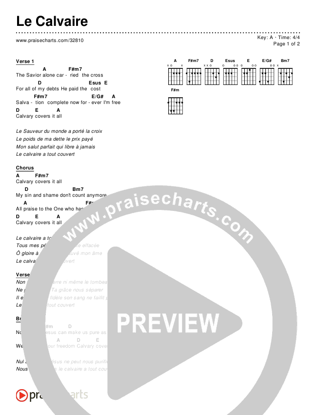 Le Calvaire (Simplified) Chords & Lyrics ()
