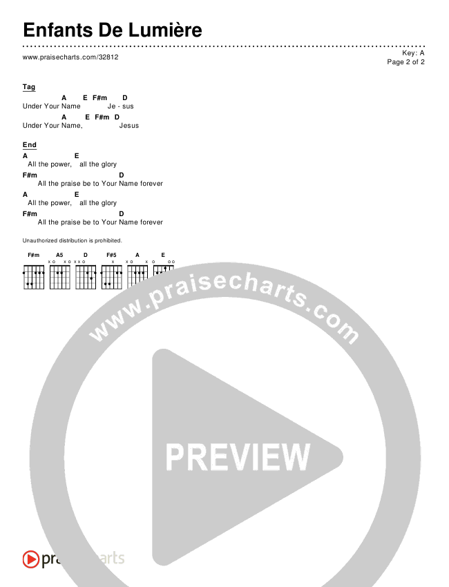 Enfants De Lumière (Simplified) Chords & Lyrics ()