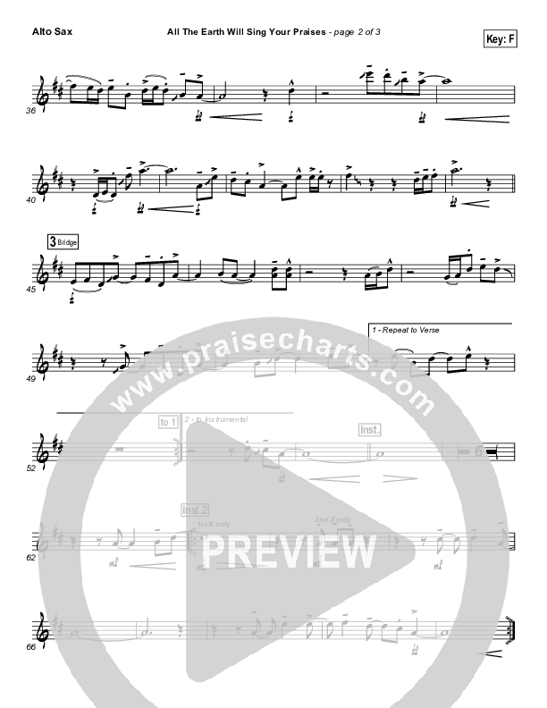 All The Earth Will Sing Your Praises Alto Sax (Lincoln Brewster)