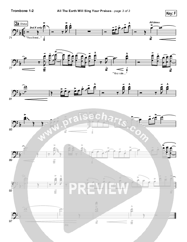 All The Earth Will Sing Your Praises Trombone 1/2 (Lincoln Brewster)