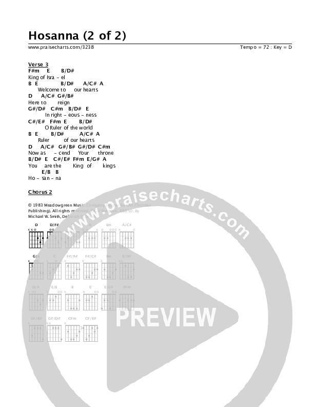 Hosanna Chords PDF (Michael W. Smith) - PraiseCharts