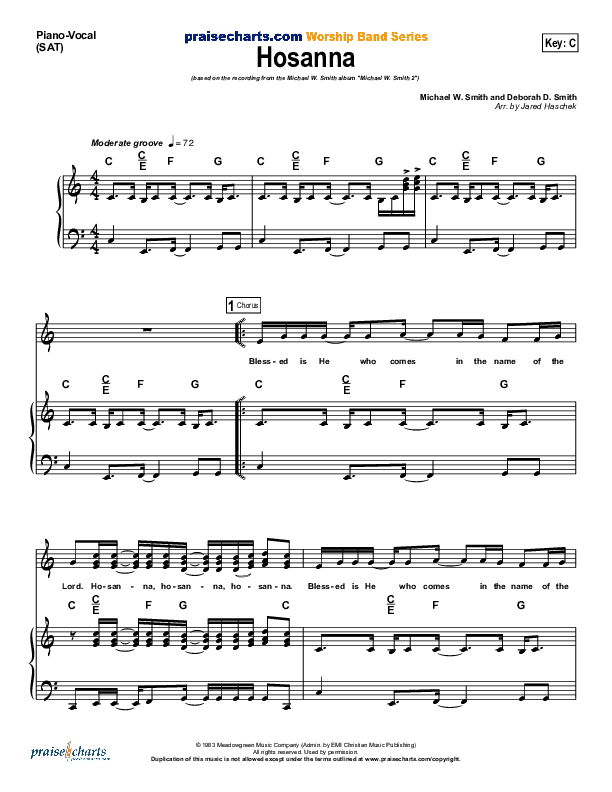 Hosanna Piano/Vocal (Michael W. Smith)