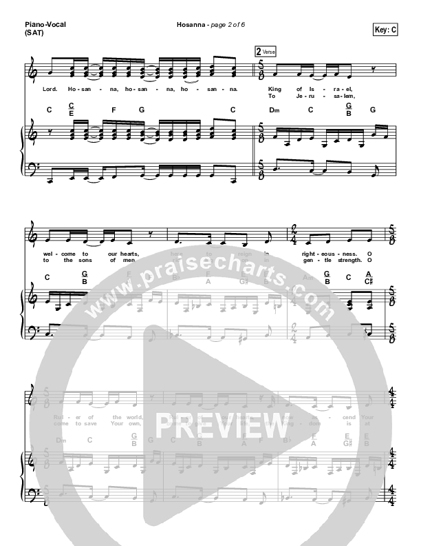Hosanna Piano/Vocal (SATB) (Michael W. Smith)