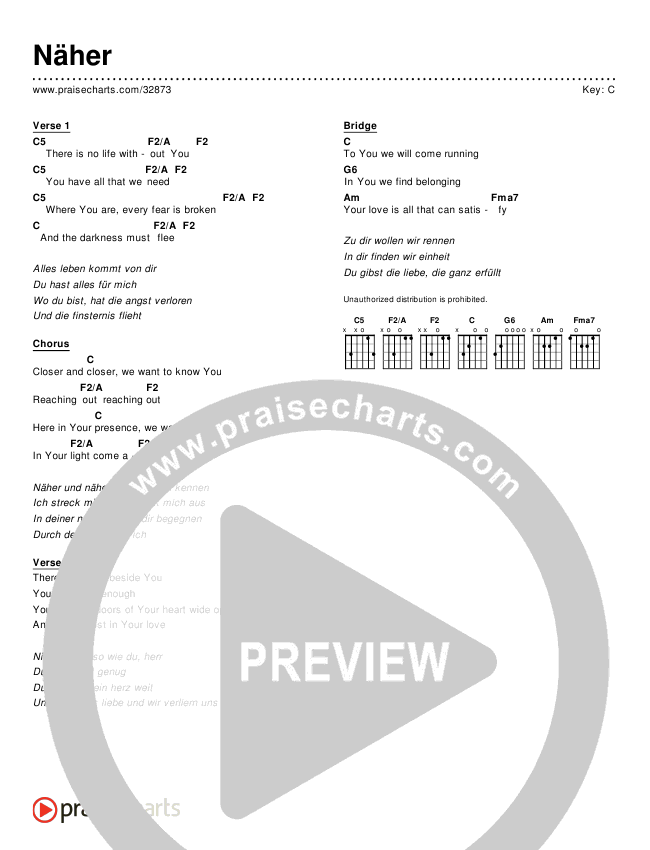 Näher (Closer) (Simplified) Chords & Lyrics ()