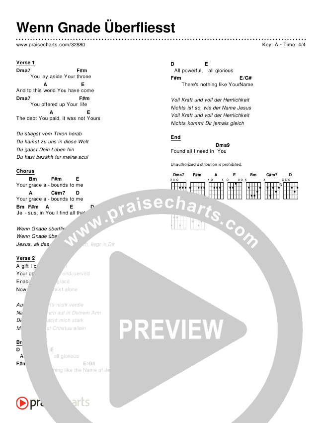 Wenn Gnade Überfliesst (Simplified) Chords & Lyrics ()