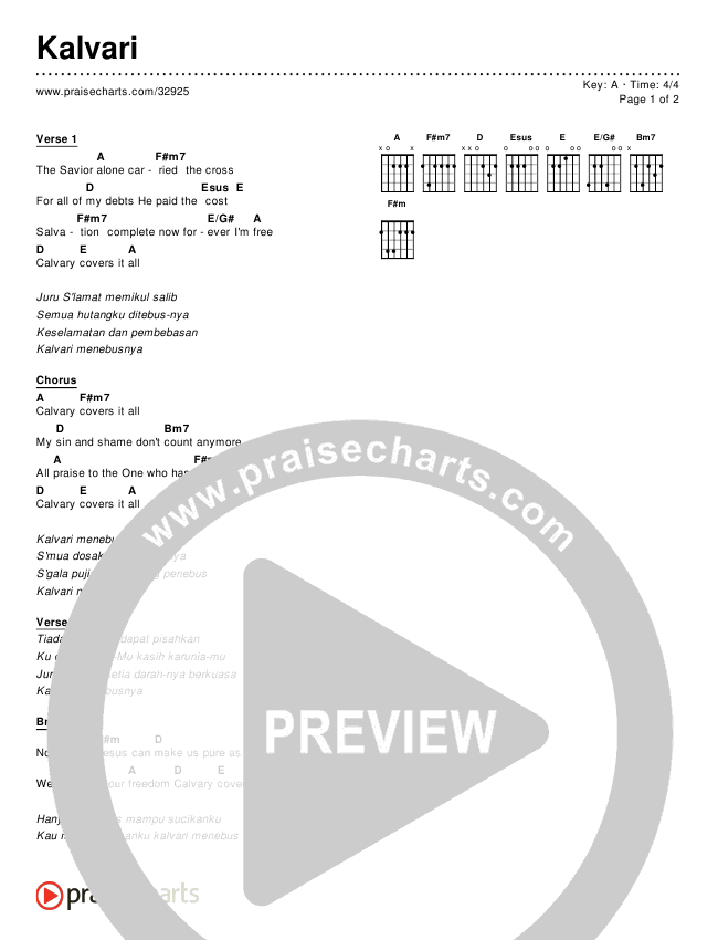 Kalvari (Simplified) Chords & Lyrics ()