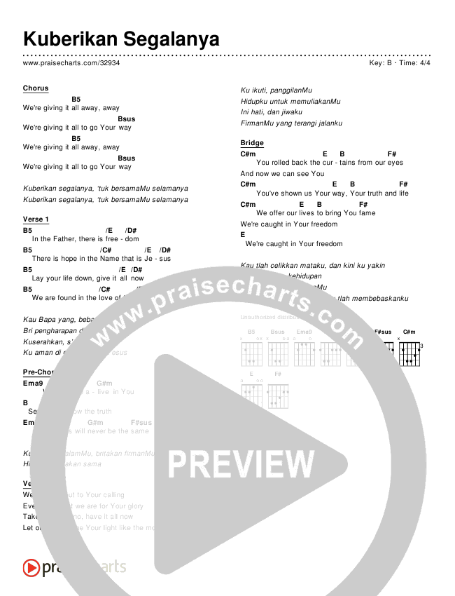 Kuberikan Segalanya (Simplified) Chords & Lyrics ()