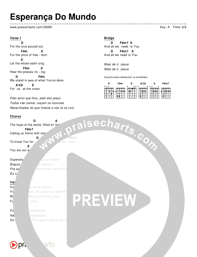 Esperança Do Mundo (Simplified) Chords & Lyrics ()