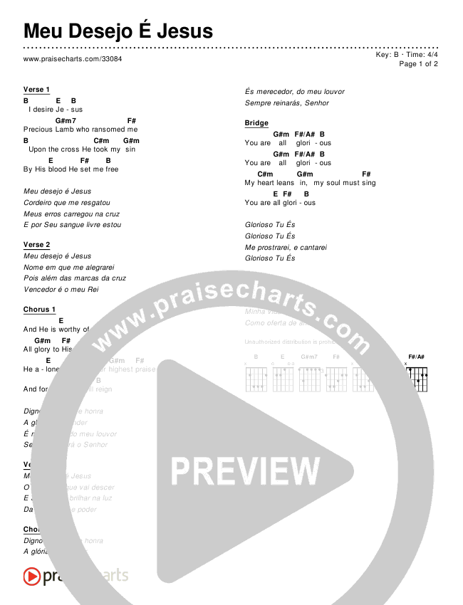 Meu Desejo É Jesus (Simplified) Chords & Lyrics ()