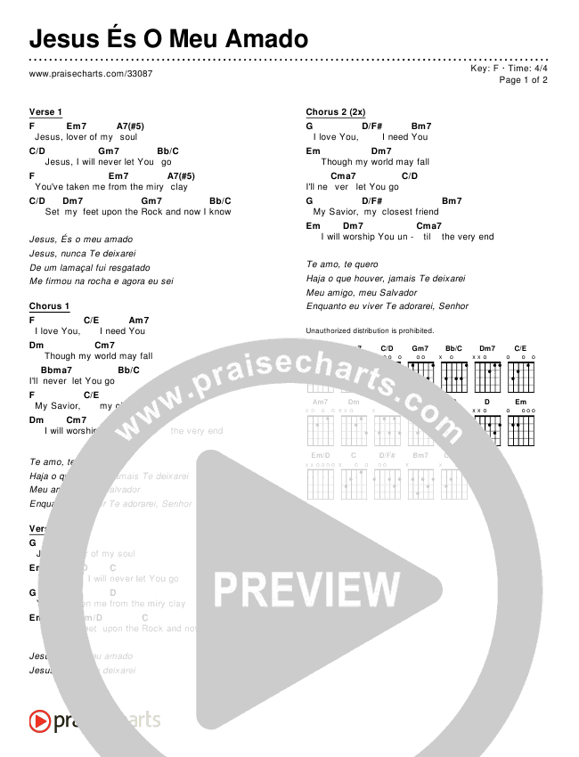 Jesus És O Meu Amado (Simplified) Chords & Lyrics ()