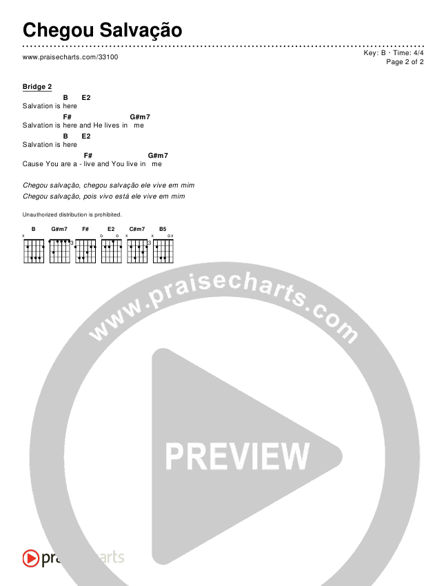 Chegou Salvação (Simplified) Chords & Lyrics ()