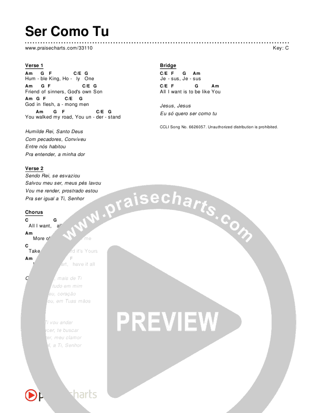 Ser Como Tu (Simplified) Chords & Lyrics ()