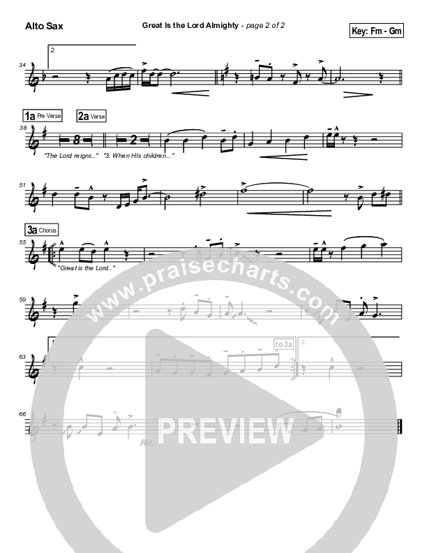 Great Is The Lord Almighty Alto Sax (Dennis Jernigan)