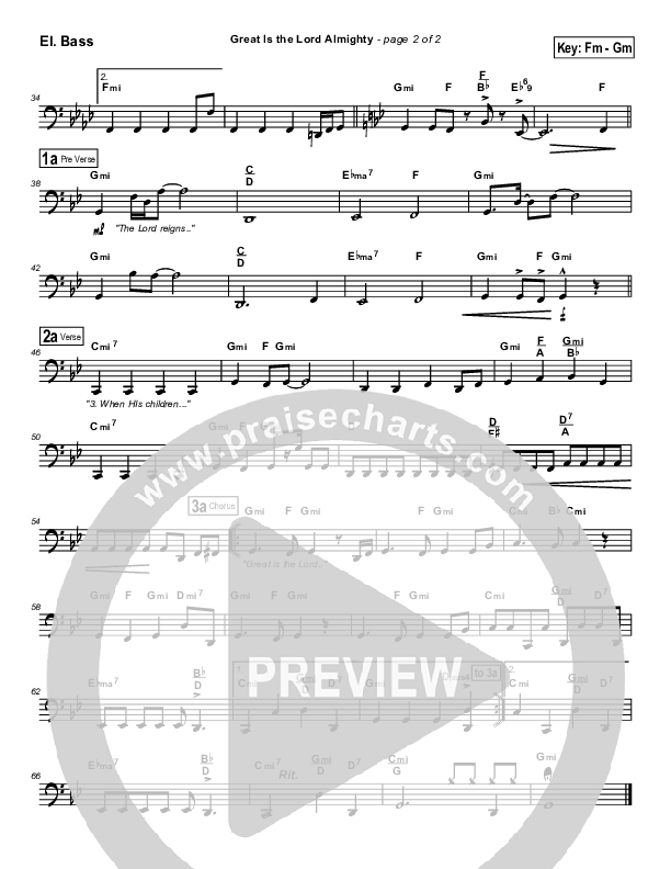 Great Is The Lord Almighty Bass Guitar (Dennis Jernigan)