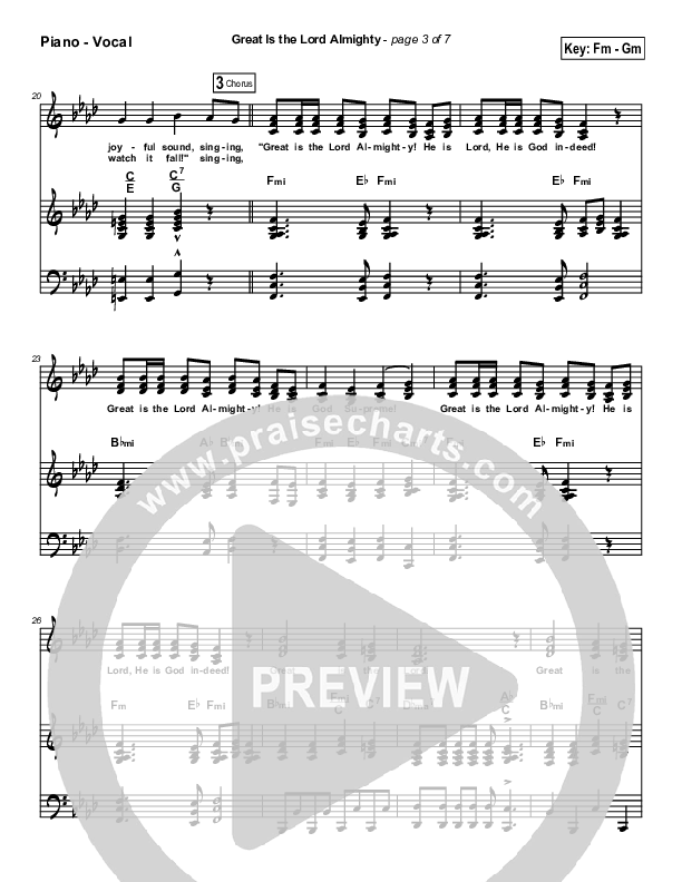 Great Is The Lord Almighty Piano/Vocal (Dennis Jernigan)