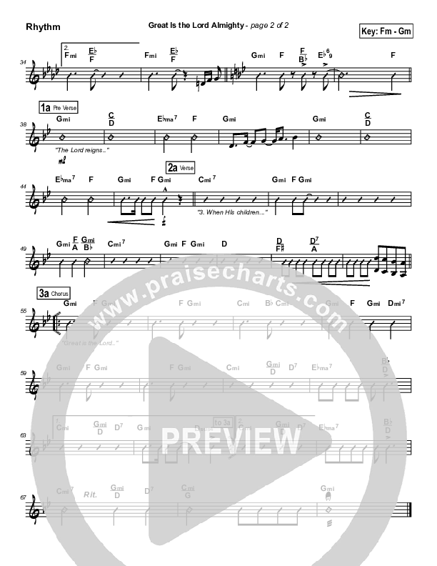 Great Is The Lord Almighty Rhythm Chart (Dennis Jernigan)