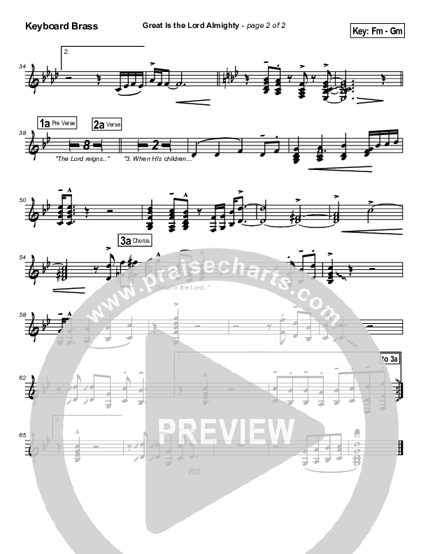 Great Is The Lord Almighty Synth Brass (Dennis Jernigan)