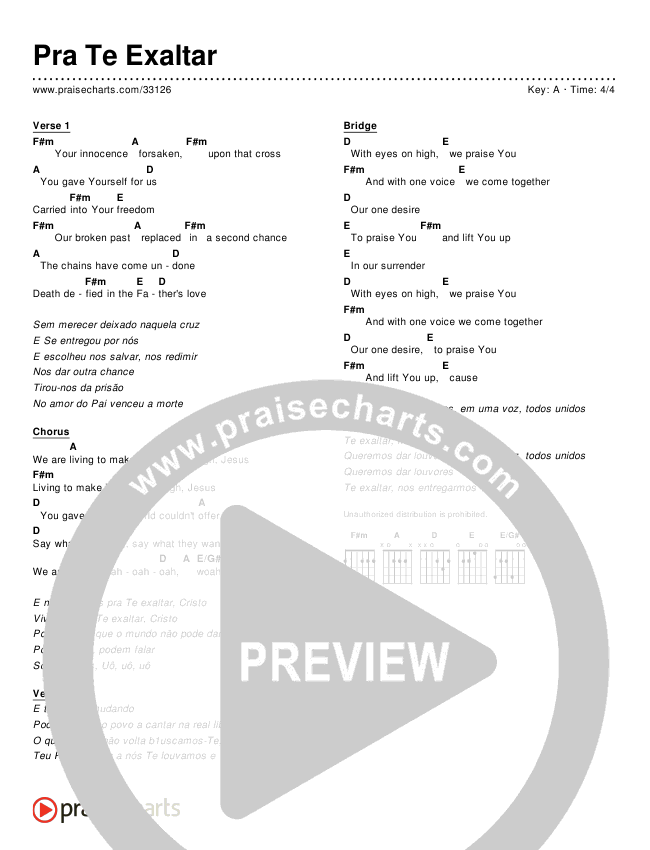 Pra Te Exaltar (Simplified) Chords & Lyrics ()