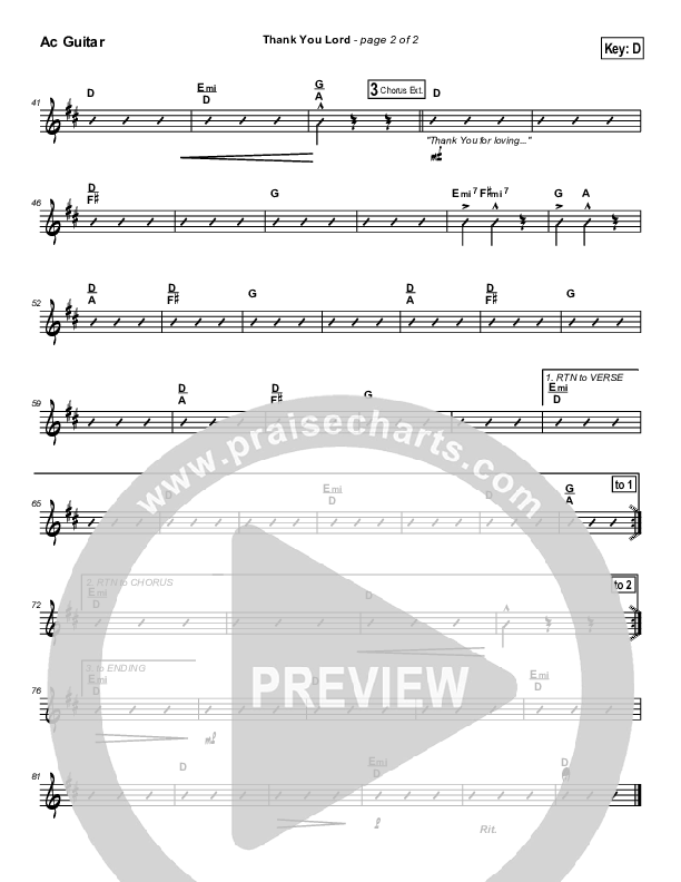 Thank You Lord Acoustic Guitar (Dennis Jernigan)