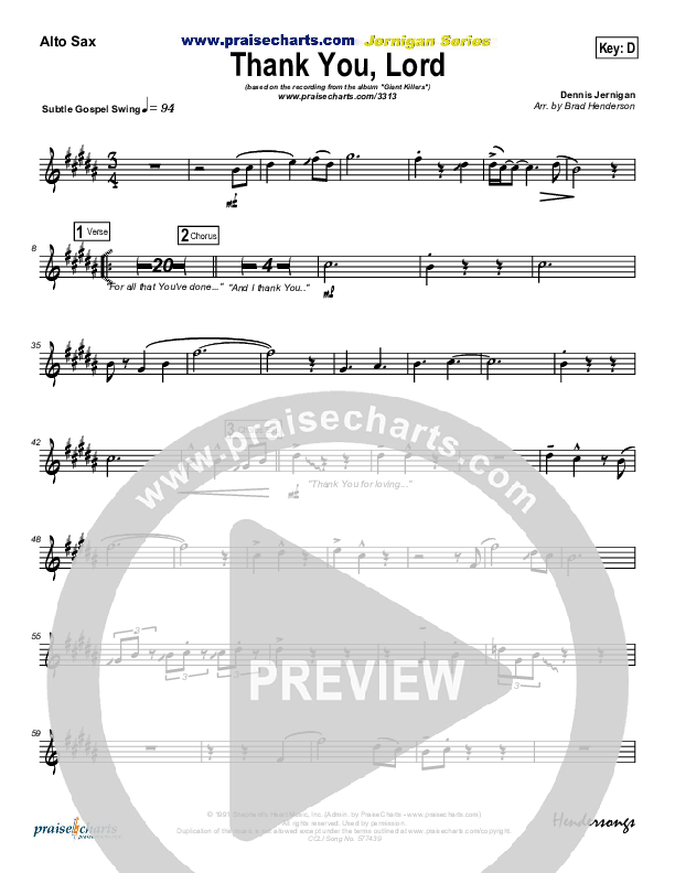 Thank You Lord Alto Sax (Dennis Jernigan)